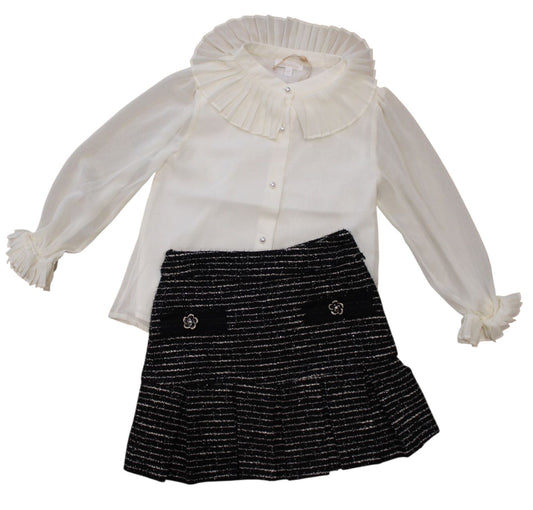 PATACHOU GIRLS OUTFIT - BLACK SKIRT & CREAM BLOUSE