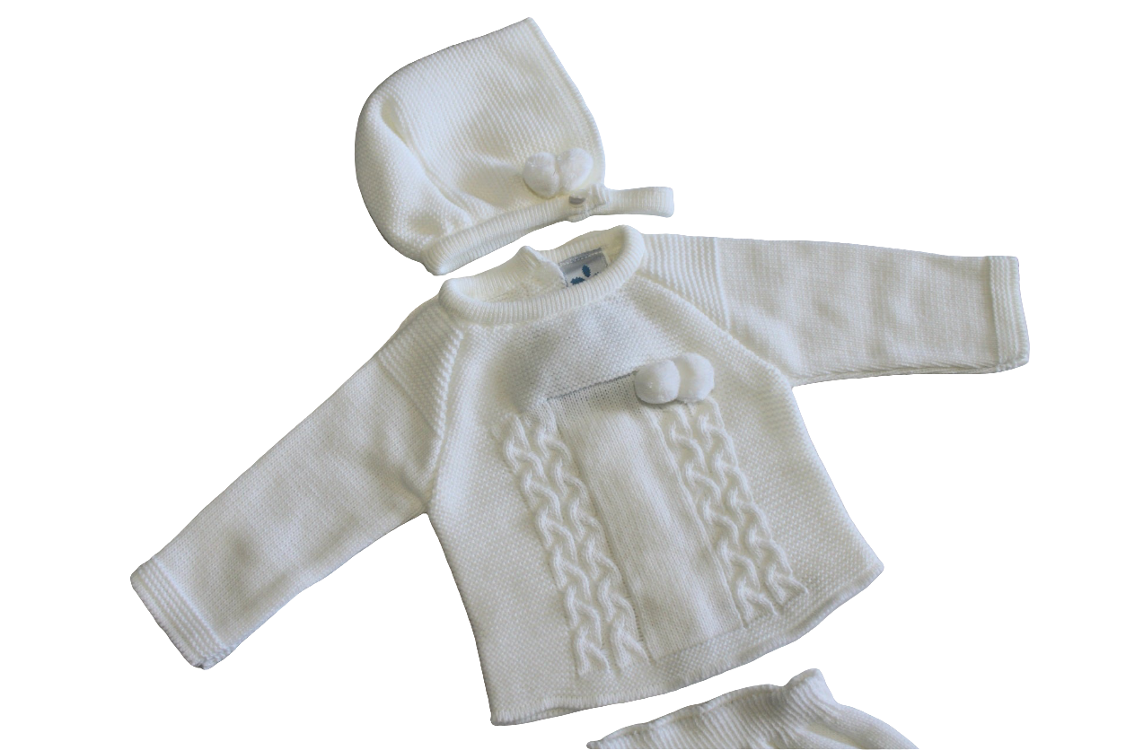 WHITE BABY BOYS KNITTED SET - SARDON