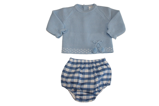BABY BOY BLUE JUMPER & CHECKED BOTTOMS - SARDON