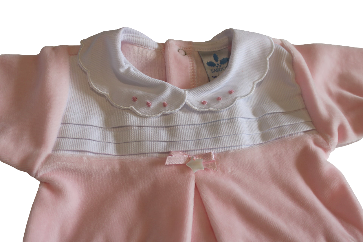 PINK BABY GROW WITH SCALLOP NECK - SARDON