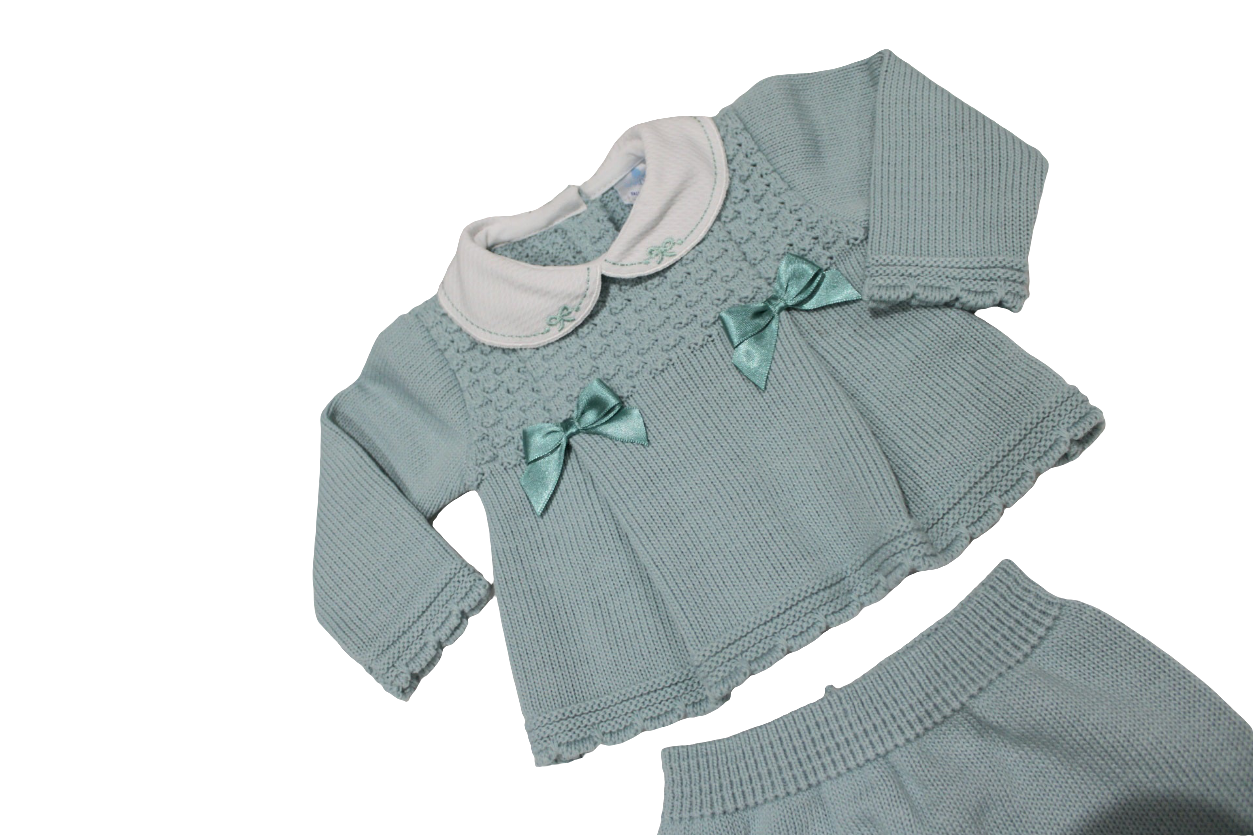 GREEN BABY GIRL KNITTED SET - SARDON