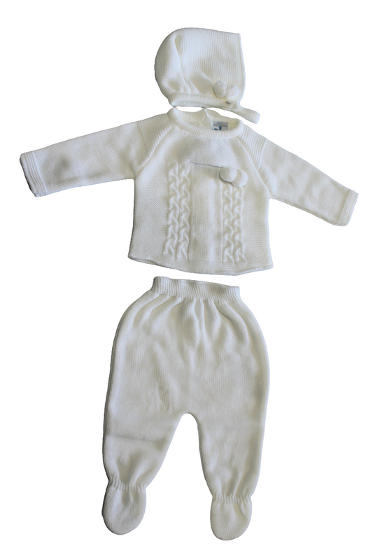 WHITE BABY BOYS KNITTED SET - SARDON