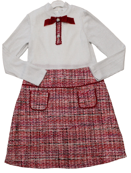 RED TWEED DRESS - PATACHOU
