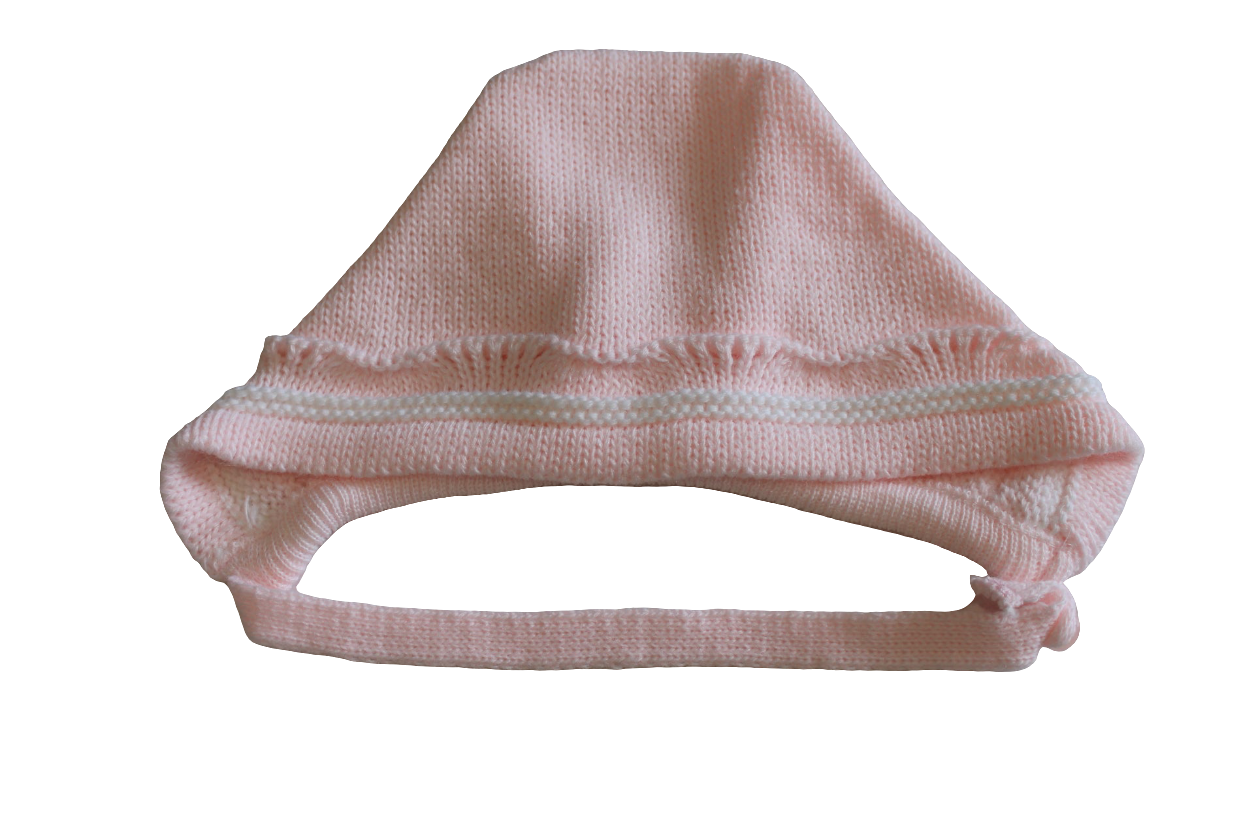 PINK BABY KNITTED SET WITH SCALLOP NECK - SARDON