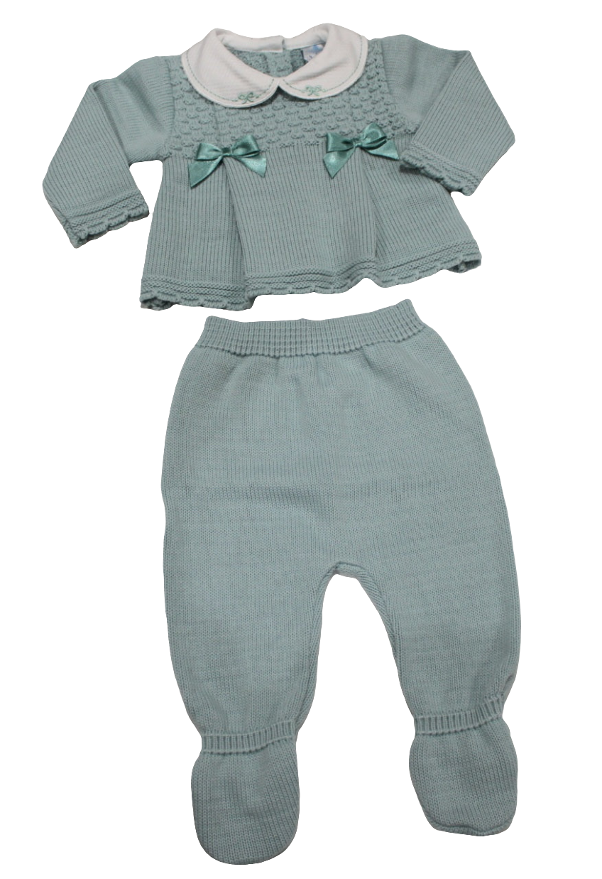 GREEN BABY GIRL KNITTED SET - SARDON
