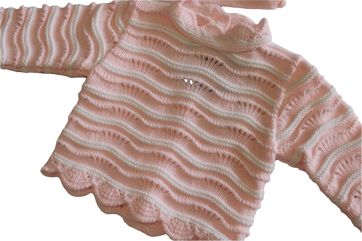 PINK BABY KNITTED SET WITH SCALLOP NECK - SARDON