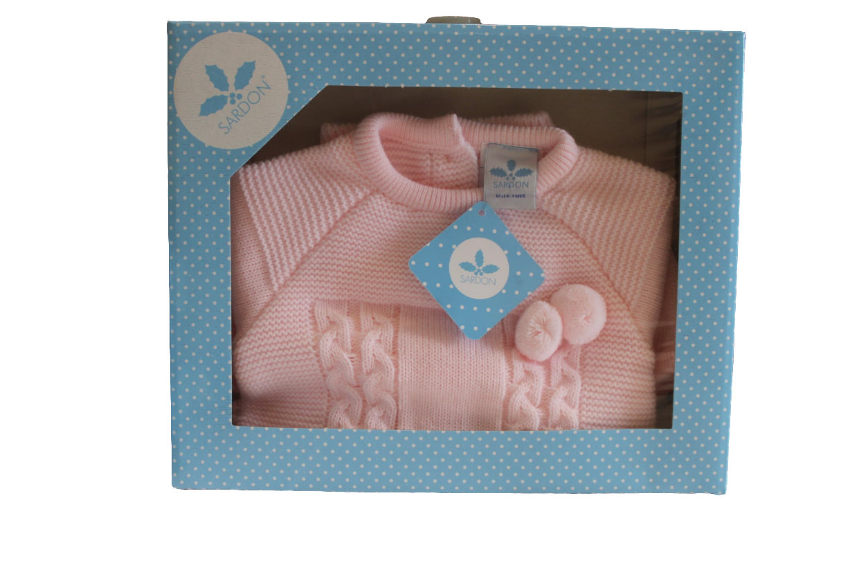 PINK KNITTED SET WITH POM POM DETAIL - SARDON