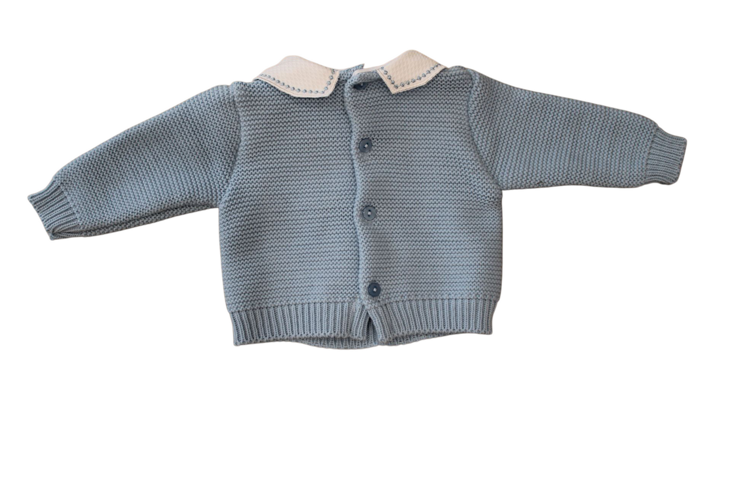 BLUE BABY BOY KNITTED SET WITH COLLAR - SARDON