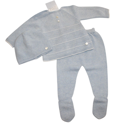 PAZ RODRIGUEZ BLUE KNITTED SET WITH HAT