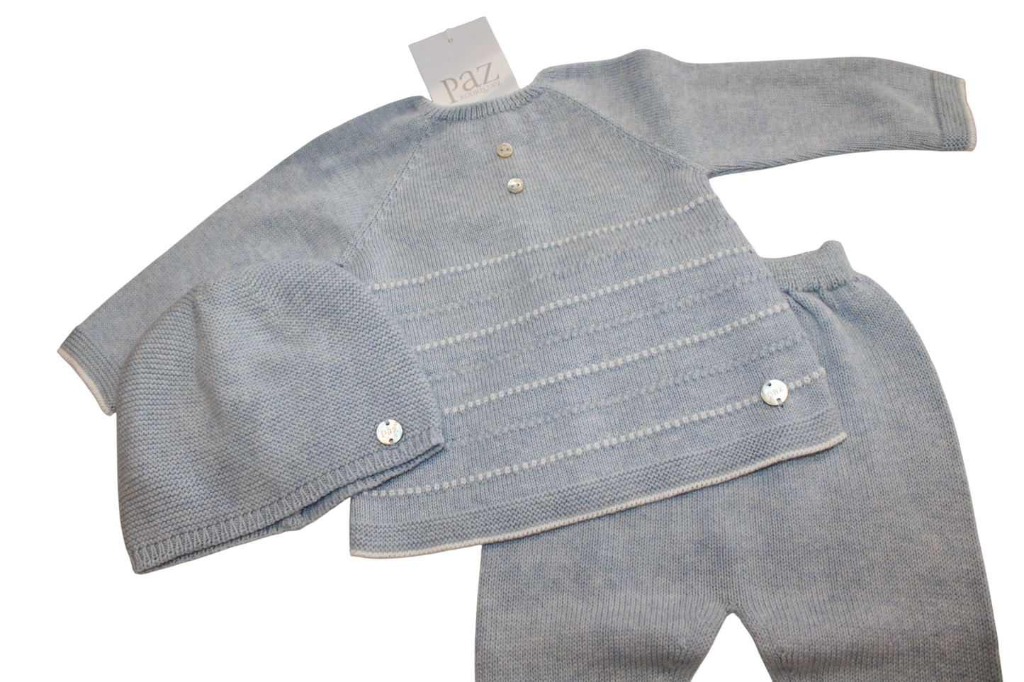 PAZ RODRIGUEZ BLUE KNITTED SET WITH HAT