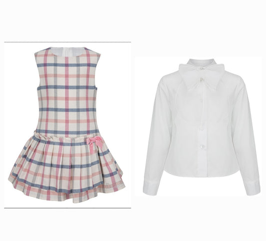 TARTAN PINAFORE & BLOUSE SET - DAGA
