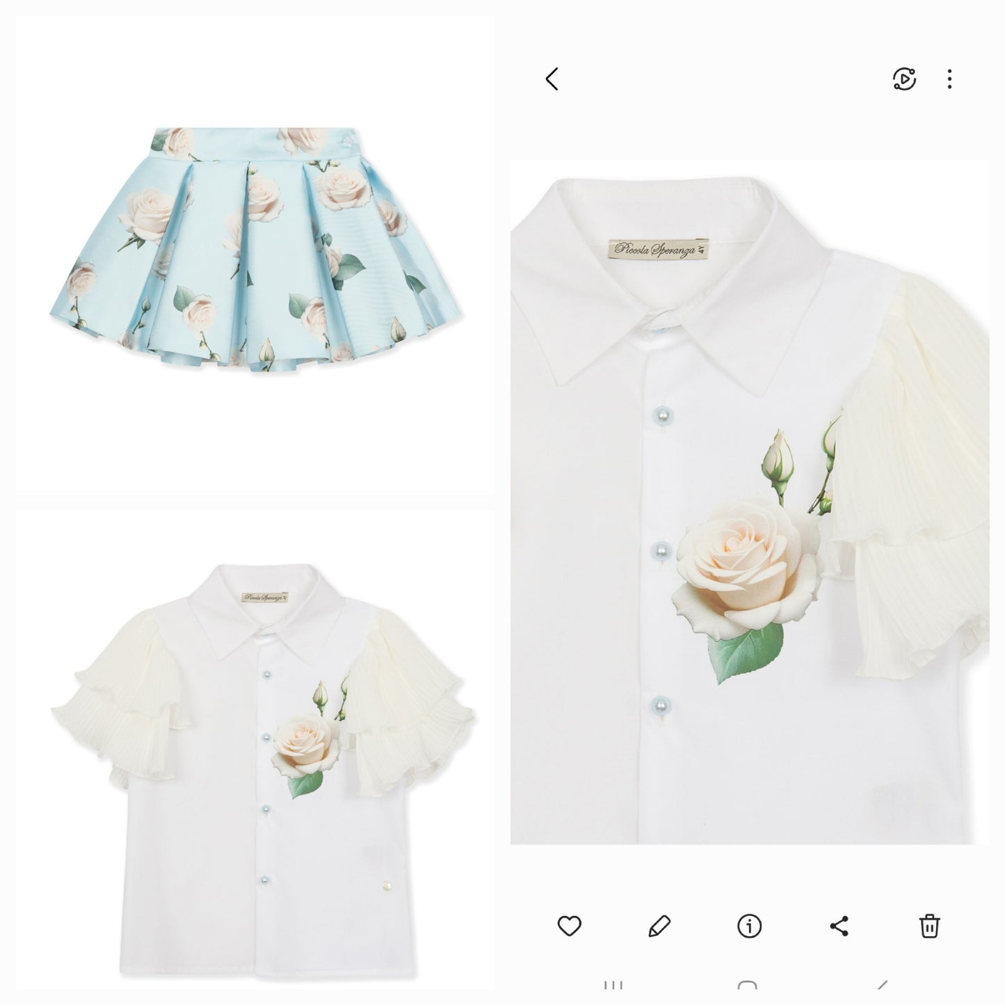 Piccola speranza skirt and blouse set